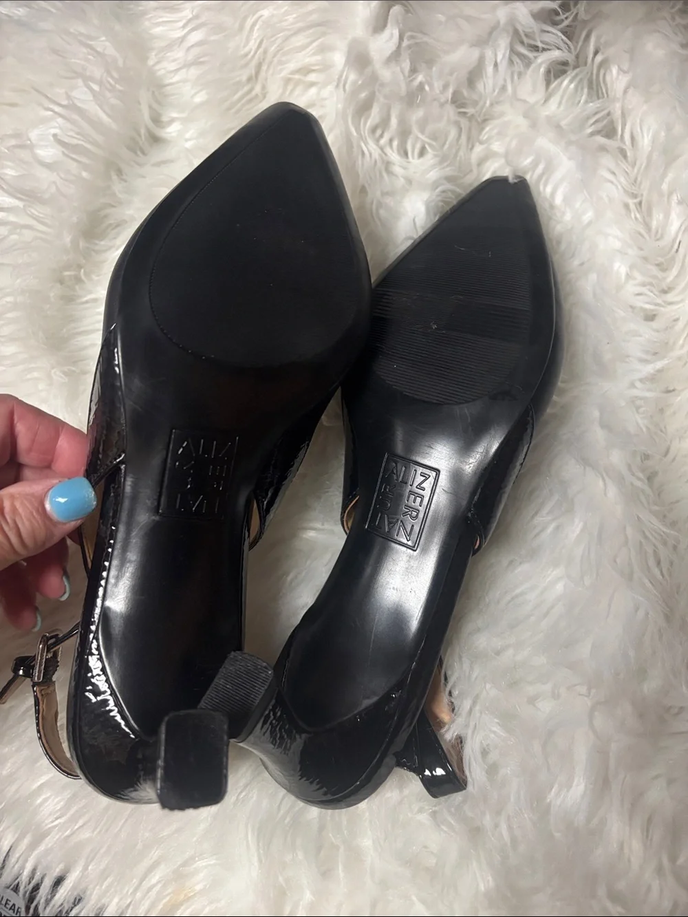 Naturalizer Black Leather Tansy Slingback Pumps Heels Elegant Career Women’s 8